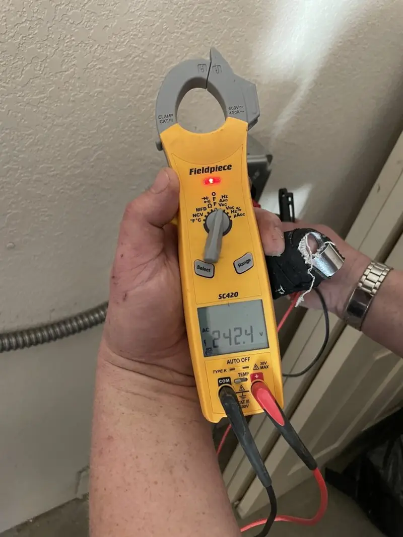 Voltage testing with clamp meter during Generator Installation in Charlottesville